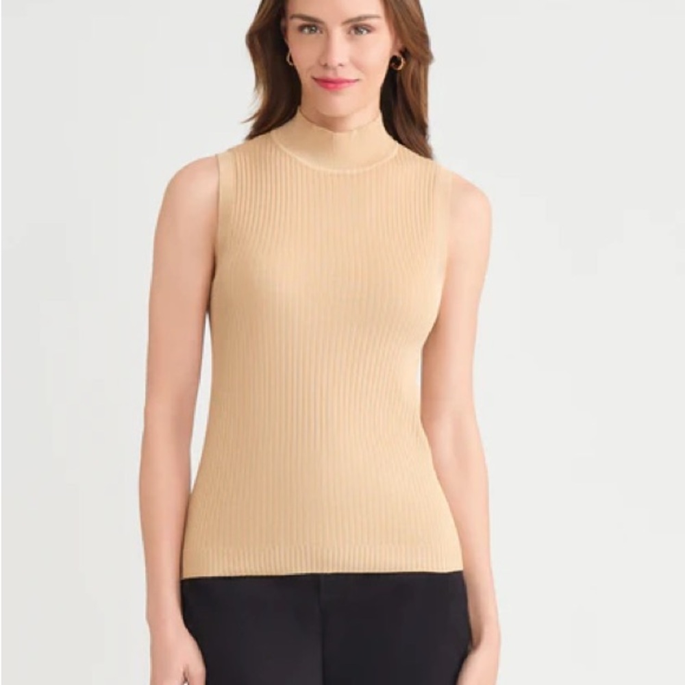 Sleeveless Ribbed Mock Neck Tank